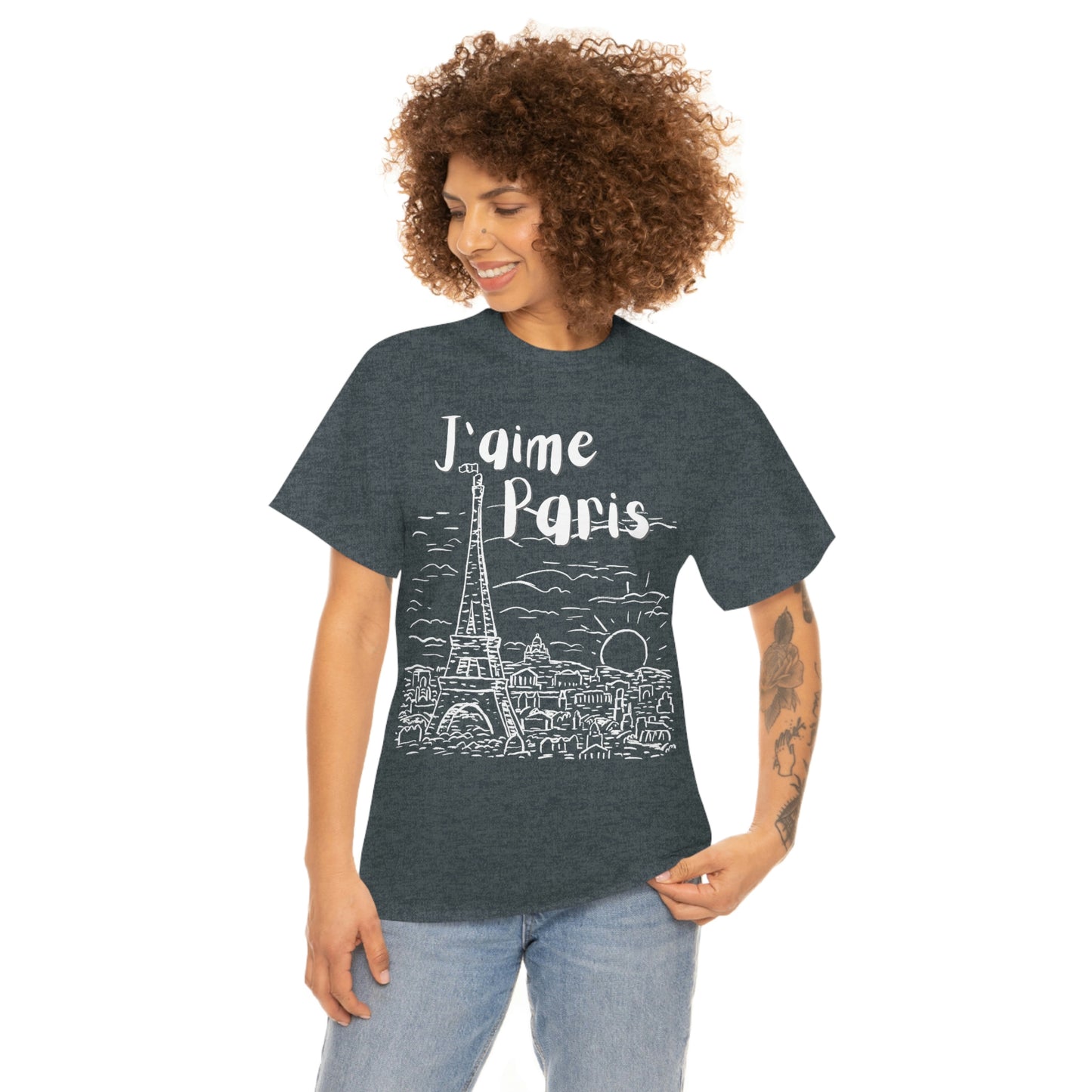 J'aime Paris Short Sleeve Tee | Unisex Heavy Cotton T-Shirt | Playera de Algodón | I love Paris T-shirt