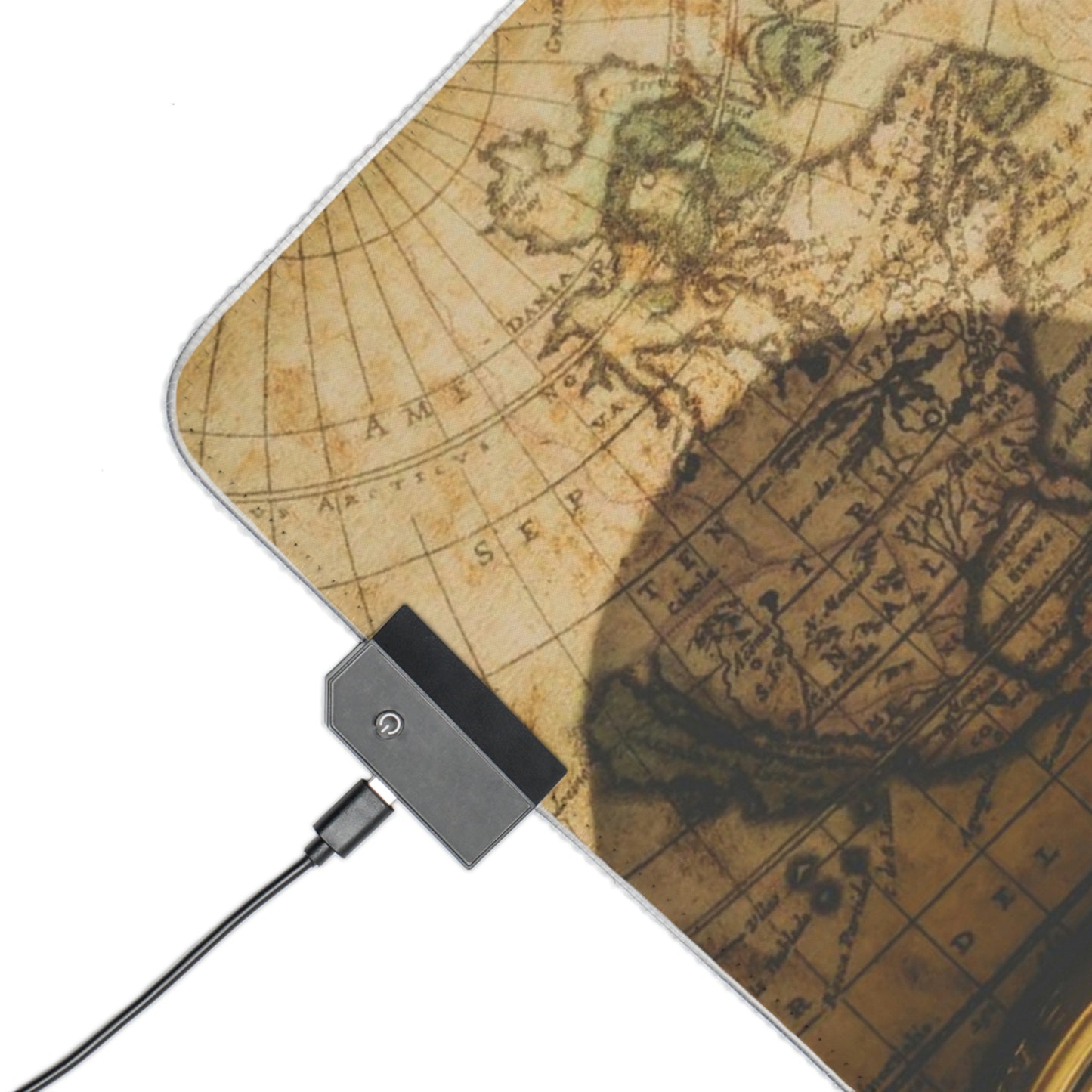 Old Map Compass USB LED Gaming Mouse Pad | RGB LED Non-slip Gamer Desktop Mouse Pad