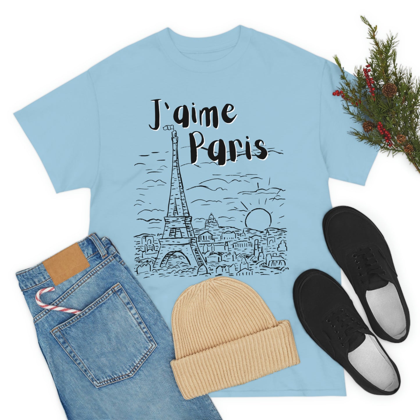 J'aime Paris Short Sleeve Tee | Unisex Heavy Cotton T-Shirt | Playera de Algodón | I love Paris T-shirt