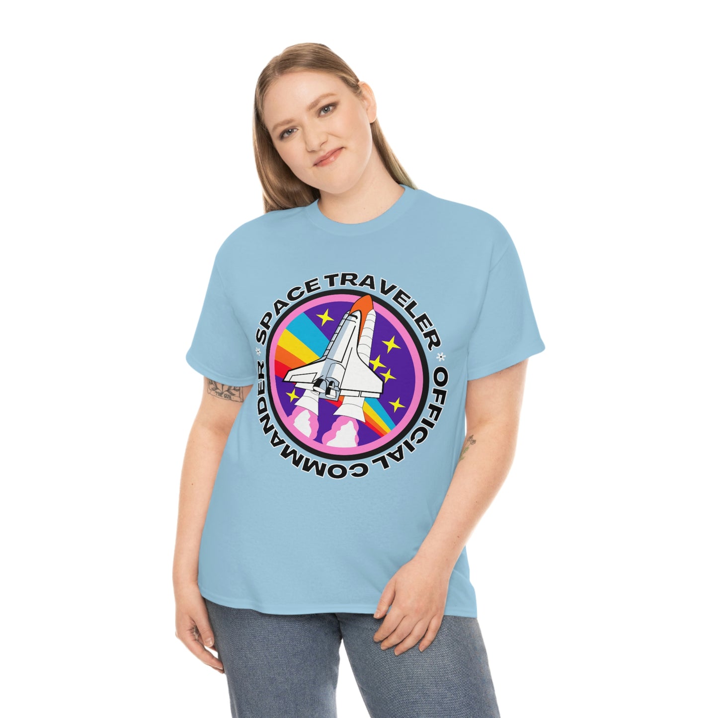 Space Traveler Commander Short Sleeve Tee | Unisex Heavy Cotton T-Shirt | Playera de Algodón | Rocketship T-shirt