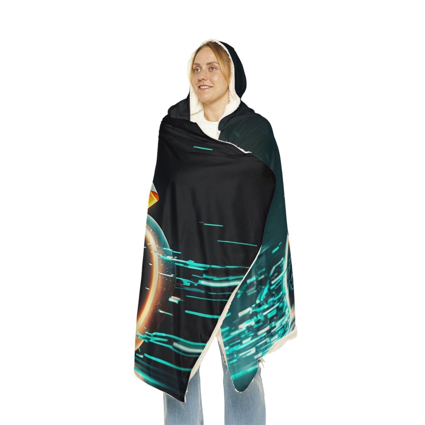 Futuristic Motorcycle Snuggle Hooded Blanket | Cobija con Gorro y Diseño de Motocicleta del Futuro