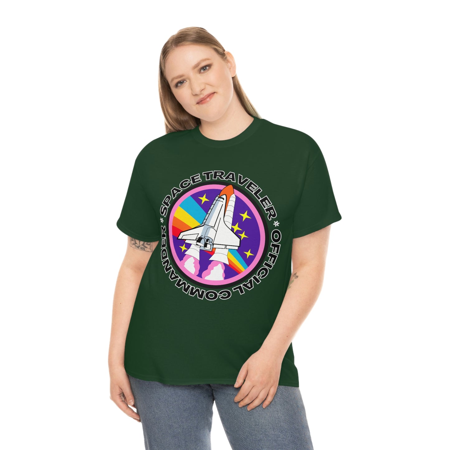 Space Traveler Commander Short Sleeve Tee | Unisex Heavy Cotton T-Shirt | Playera de Algodón | Rocketship T-shirt