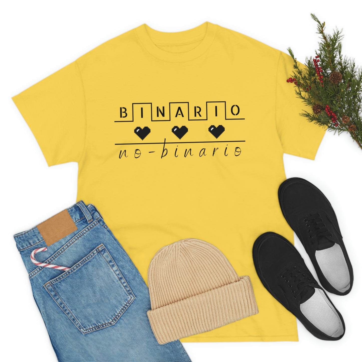 Binario - No Binario Short Sleeve Tee | Unisex Heavy Cotton T-Shirt | Playera de Algodón