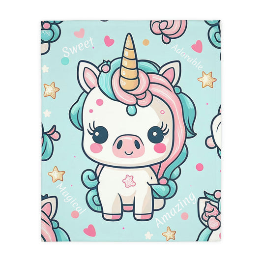 Magic Unicorn Velveteen Minky Blanket | Cozy and Warm Blanket