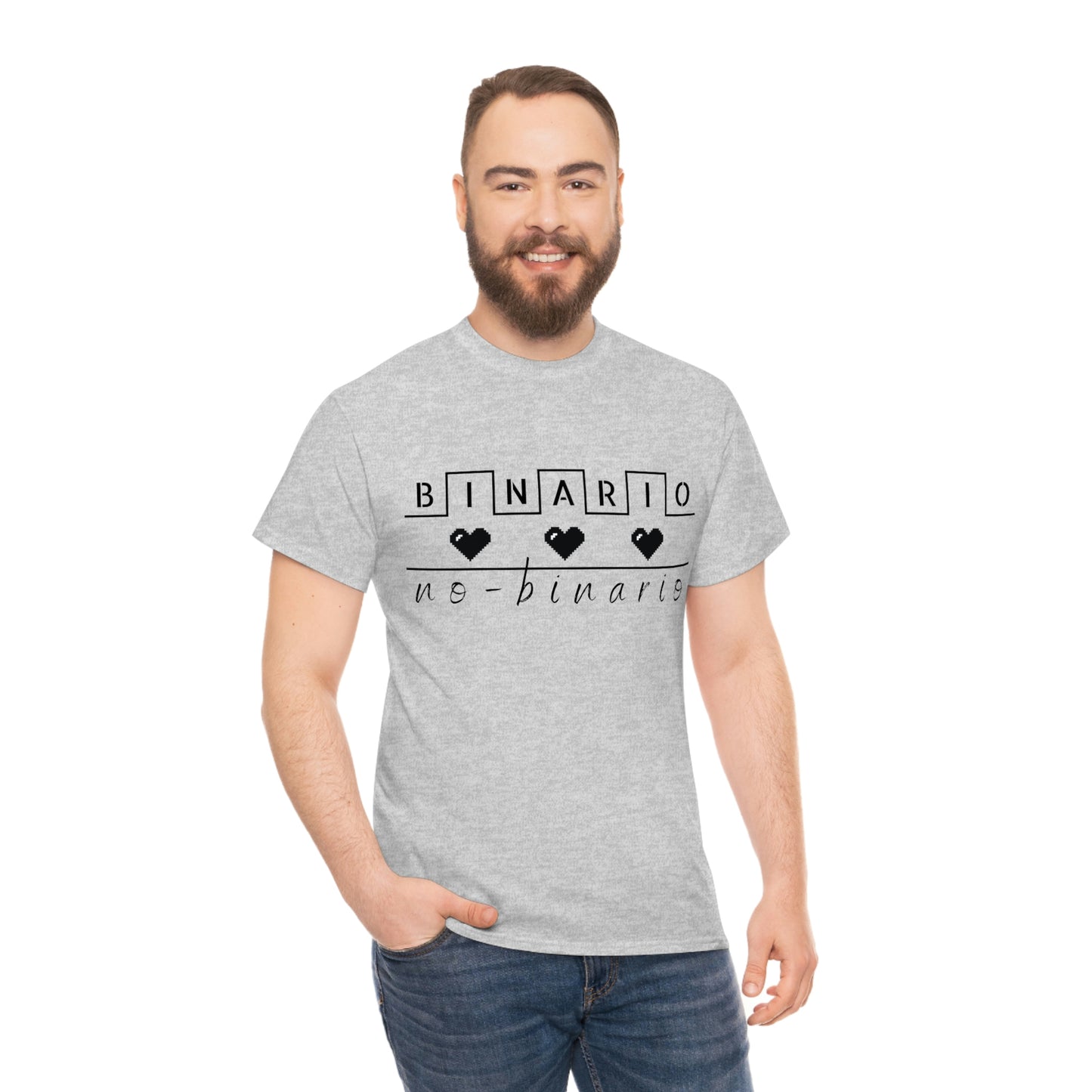 Binario - No Binario Short Sleeve Tee | Unisex Heavy Cotton T-Shirt | Playera de Algodón