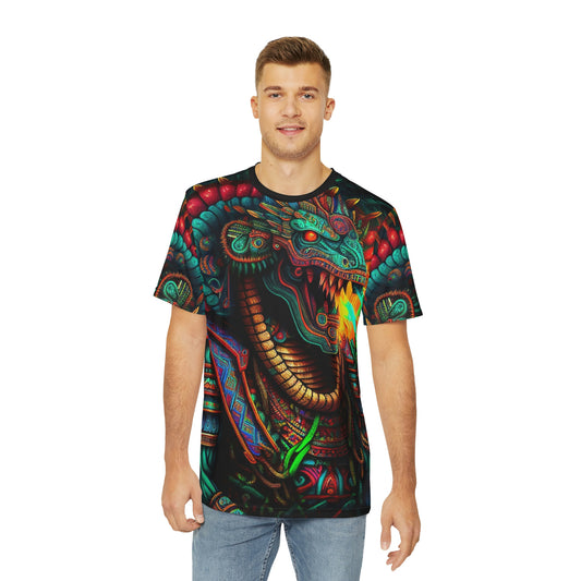 Quetzalcoatl: Aztec God of Life - The Feathered Serpent T-Shirt | Short Sleeve T-Shirt for Men | Printed Polyester Tee